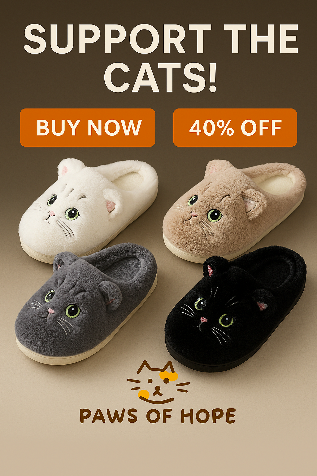 Paw Of Hope Cat Slippers